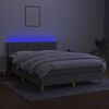 vidaXL Cama box spring c/ colch&atilde;o e LED 140x190 cm tecido cinza-claro