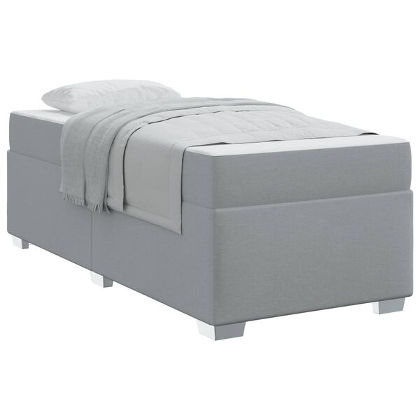 vidaXL Estrutura da Cama com colch&atilde;o Cinzento-claro 90 x 200 cm tecido