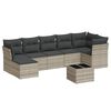 vidaXL 8 pcs conj. sof&aacute;s jardim c/ almofad&otilde;es vime PE cinzento-claro
