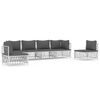 vidaXL 6 pcs conjunto lounge de jardim com almofad&otilde;es a&ccedil;o branco