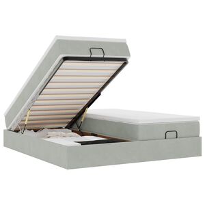 vidaXL Estrutura cama otomana colchões 160x200cm veludo cinzento claro