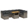 vidaXL 9 pcs conjunto sof&aacute;s p/ jardim com almofad&otilde;es vime PE cinzento