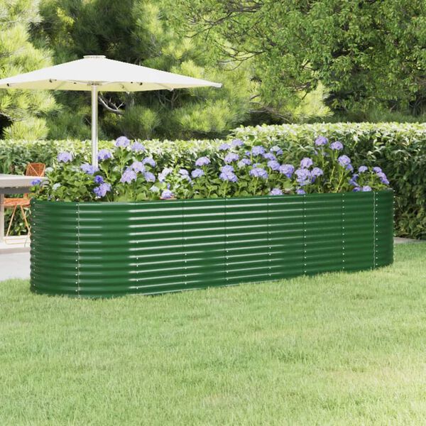 vidaXL Canteiro elevado jardim 322x100x68 cm a&ccedil;o galvanizado verde