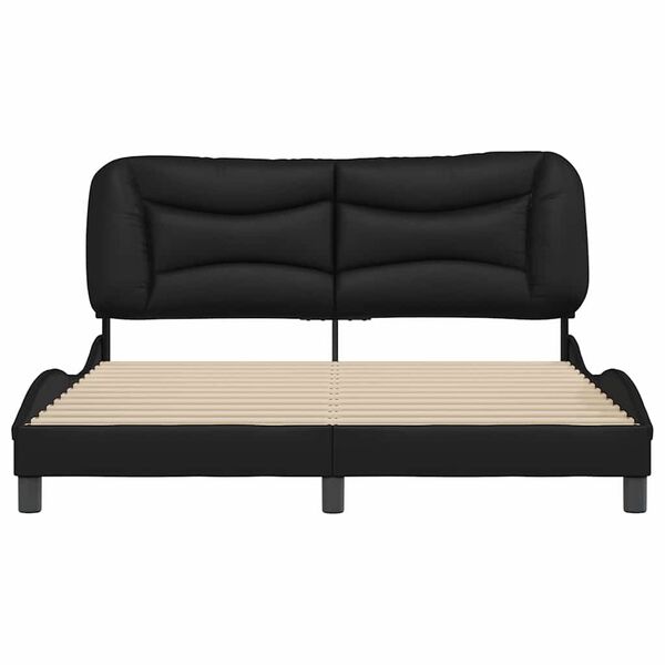 vidaXL Estrutura de cama sem colch&atilde;o Hvar 160x200 cm couro artificial preto
