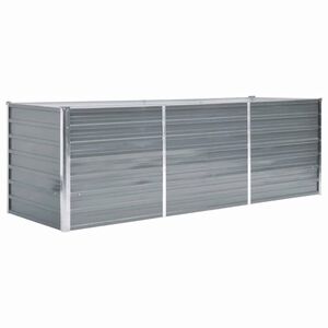 vidaXL Canteiro elevado de jardim a&ccedil;o galvanizado 240x80x77cm cinzento