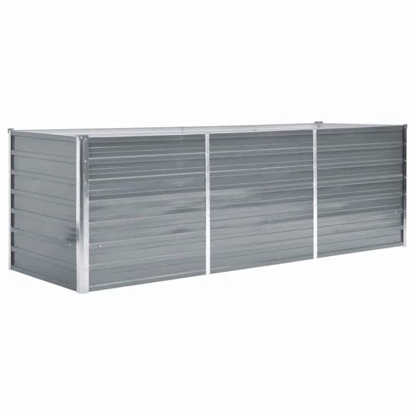 vidaXL Canteiro elevado de jardim a&ccedil;o galvanizado 240x80x77cm cinzento