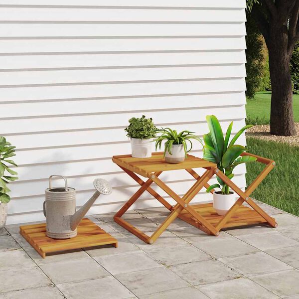 vidaXL Prateleira dobr&aacute;vel 3 n&iacute;veis 43x31x63 cm ac&aacute;cia maci&ccedil;a castanho