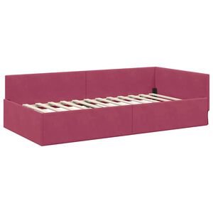 vidaXL Estrutura de Cama de Canto Vinho Vermelho 80 cm x 200 cm Veludo
