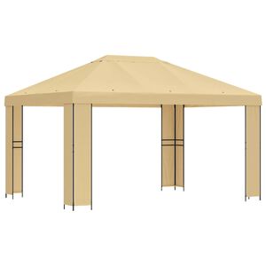 vidaXL Gazebo 4 &times; 3 m Creme Poli&eacute;ster e A&ccedil;o 190 gsm