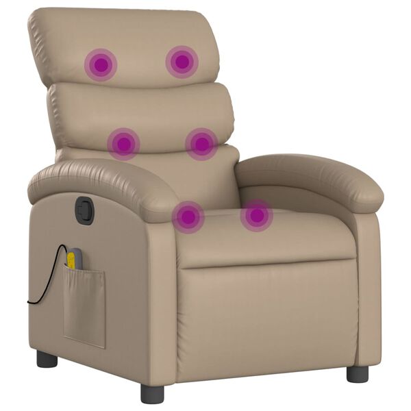 vidaXL Poltrona de massagens reclin&aacute;vel couro artificial cappuccino
