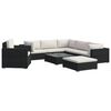 vidaXL 8 pcs conjunto lounge de jardim c/ almofadões vime PE preto