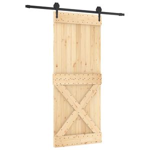 vidaXL Porta Deslizante Natural e Preto 85 x 210 cm