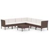 vidaXL 8 pcs conjunto lounge jardim c/ almofad&otilde;es vime PE castanho