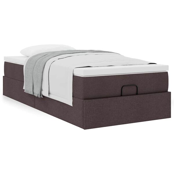 vidaXL Estrutura cama otomana colch&atilde;o 90x190 cm tecido castanho escuro