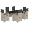 vidaXL 7 pcs conj. jantar p/ jardim c/ almofad&otilde;es vime PE cinza-claro