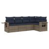 vidaXL Conjunto de sof&aacute; de jardim de 5 pe&ccedil;as com almofadas em rattan sint&eacute;tico cinza