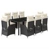 vidaXL 9 pcs conjunto de jantar p/ jardim c/ almofadões vime PE preto
