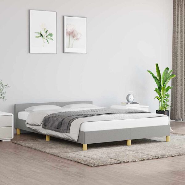 vidaXL Estrutura de cama sem colch&atilde;o 140x190 cm tecido cinzento-claro