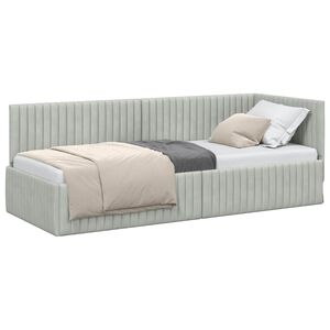 vidaXL Estrutura de Cama de Canto Cinzento-claro 80 cm x 200 cm Veludo