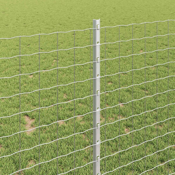 vidaXL Poste de Cerca 5 pcs Prateado 100 cm A&ccedil;o