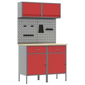 vidaXL Conjunto de Arm&aacute;rios de Trabalho com gaveta 6 unid. Vermelho