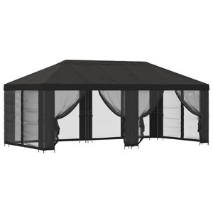 vidaXL Gazebo de Jardim com Laterais 6 x 3 m Antracite Poli&eacute;ster e A&ccedil;o
