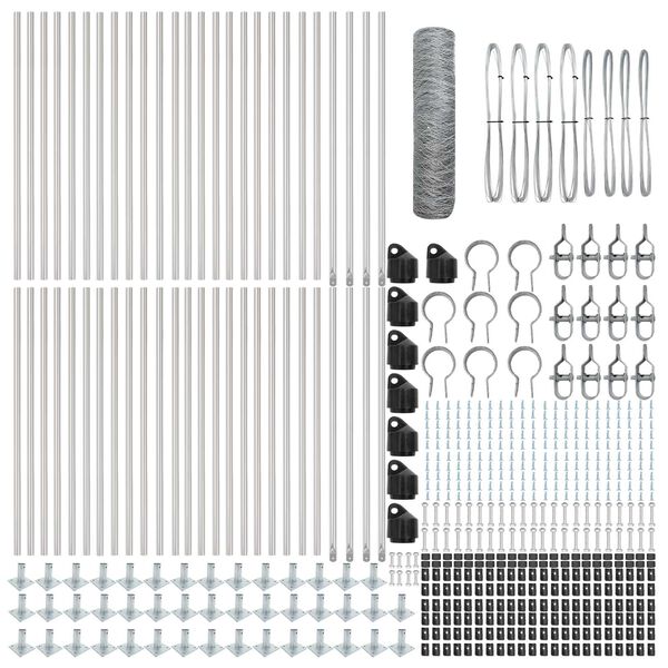 vidaXL Poste de Cerca Prateado 100 x 0,5 m (malha de 50 mm) A&ccedil;o
