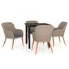 vidaXL 5 pcs conjunto de jantar p/ jardim c/ almofad&otilde;es castanho