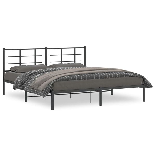 vidaXL Estrutura de cama em metal com cabeceira 180x200 cm preto