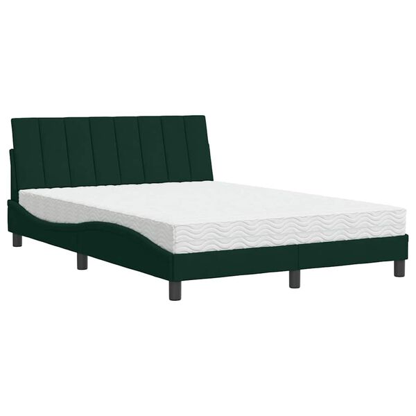vidaXL Cama com colch&atilde;o Hanko 120x200 cm veludo verde-escuro