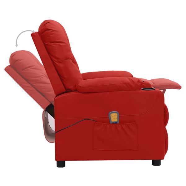 vidaXL Cadeira de massagens couro artificial vermelho tinto