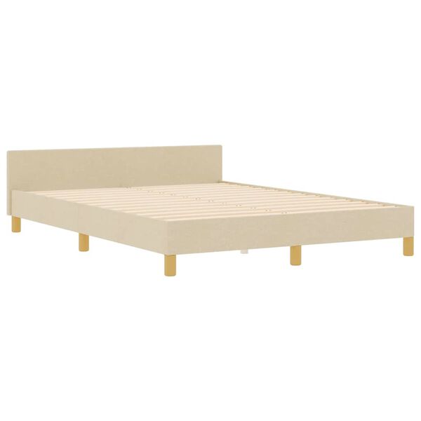 vidaXL Estrutura da Cama com cabeceira Creme 140 x 190 cm tecido