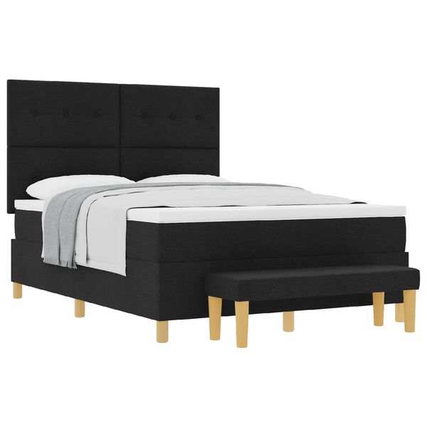 vidaXL Cama Box com colch&atilde;o com cabeceira Preto 140 x 190 cm tecido