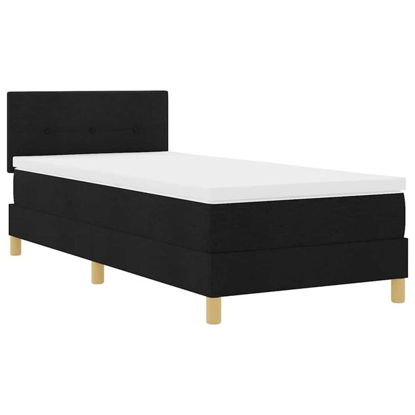 vidaXL Cama Box com colch&atilde;o com cabeceira Preto 80 x 200 cm tecido