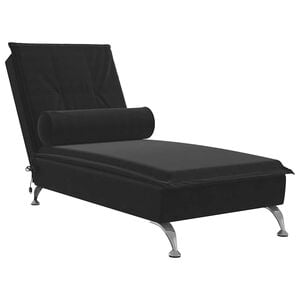 vidaXL Chaise lounge de massagem com rolo veludo preto