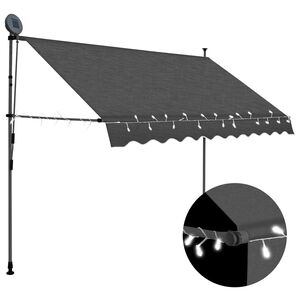 vidaXL Toldo retr&aacute;til manual com LED 250 cm antracite