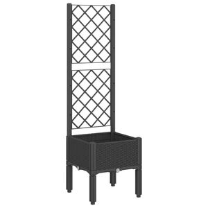 vidaXL Vaso/floreira de jardim c/ treli&ccedil;a 40x40x142 cm PP preto