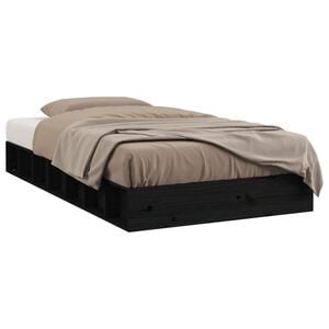 vidaXL Estrutura cama pequena solteiro 75x190 cm madeira maci&ccedil;a preto