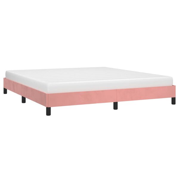 vidaXL Estrutura de cama 160x200 cm veludo rosa