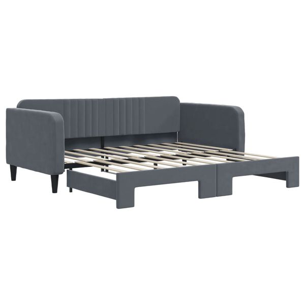 vidaXL Sof&aacute;-cama com gavet&atilde;o 90x190 cm veludo cinzento-escuro