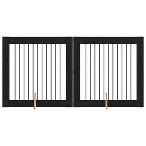 vidaXL Port&atilde;o de C&atilde;o com Suportes 2 pcs Carvalho Preto 100 x 100 cm