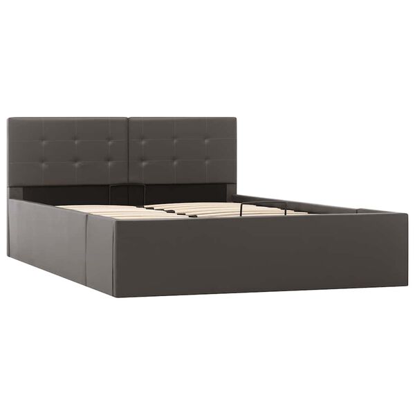 vidaXL Cama hidr&aacute;ulica c/ arruma&ccedil;&atilde;o 120x200cm couro artificial cinza