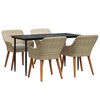 vidaXL Conjunto de Jantar para Jardim 5 unid. Bege vime PE