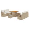 vidaXL Conjunto de Sof&aacute; de Jardim Bege vime PE