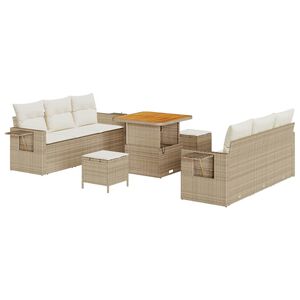 vidaXL Conjunto de Sof&aacute; de Jardim Bege vime PE