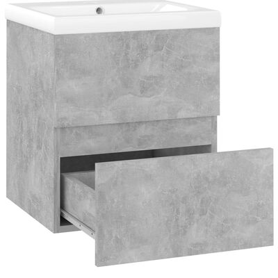 vidaXL Armário lavatório c/ lavatório embutido contrap. cinza cimento