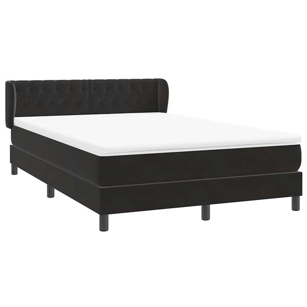 vidaXL Cama com molas/colch&atilde;o 160x210 cm veludo preto