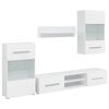vidaXL M&oacute;veis TV de 5pcs ilumina&ccedil;&atilde;o LED madeira trabalhada branco mate