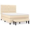 vidaXL Cama com molas/colch&atilde;o 140x200 cm tecido cor creme