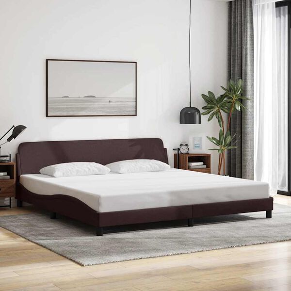 vidaXL Estrutura de cama Dover 200x200 cm tecido castanho-escuro